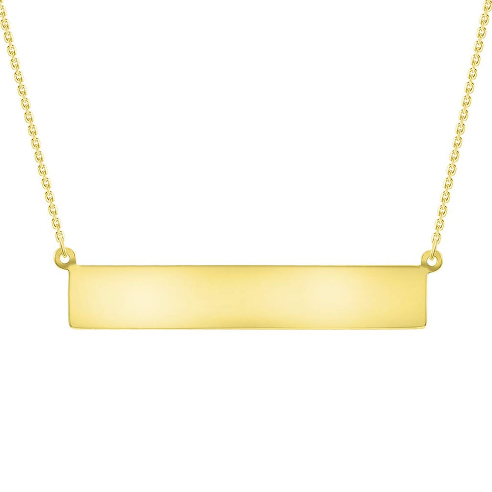 Solid 14k Gold Engravable Large Bar Necklace