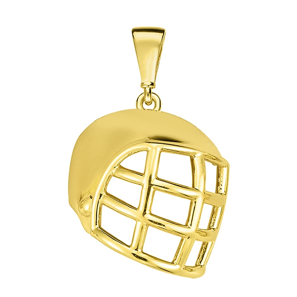 Solid 14k Gold Hockey Goalie Mask Pendant