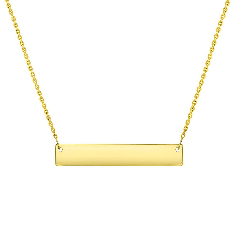 Solid 14k Gold Small Engravable Bar Necklace