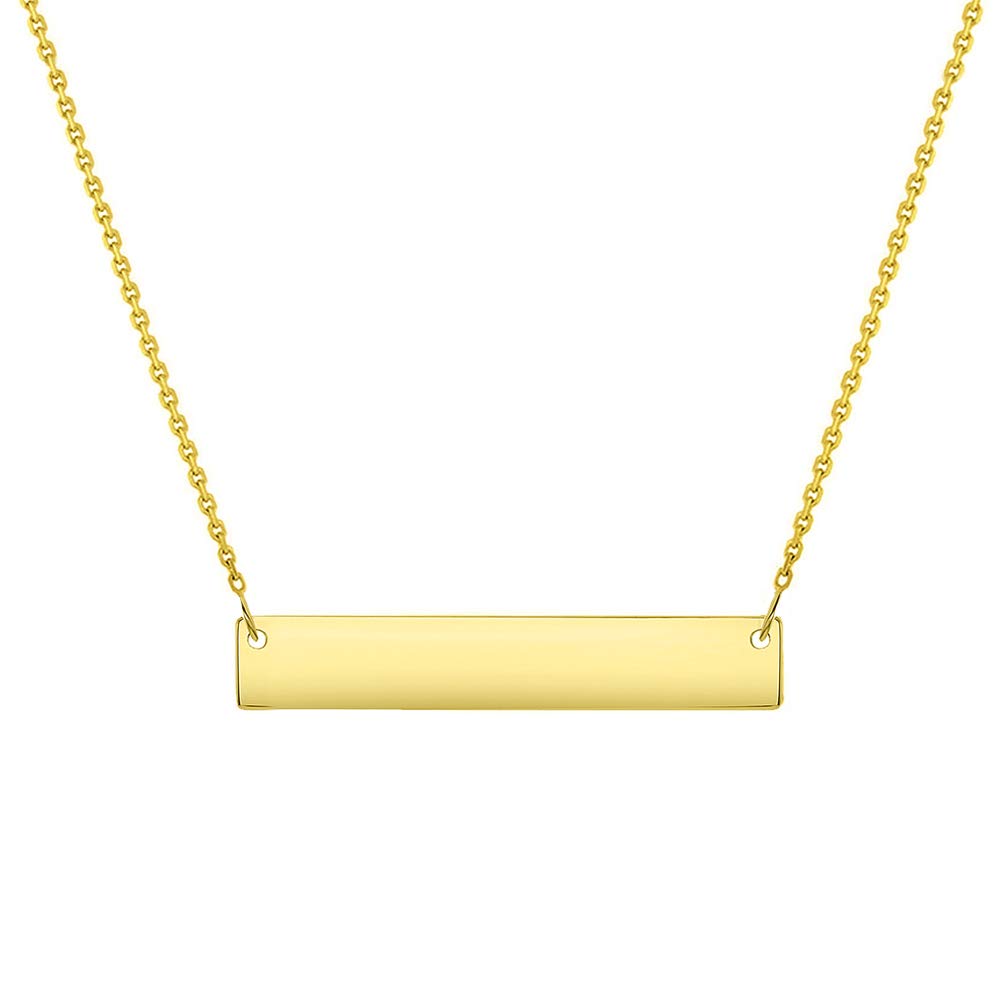 Solid 14k Gold Small Engravable Bar Necklace