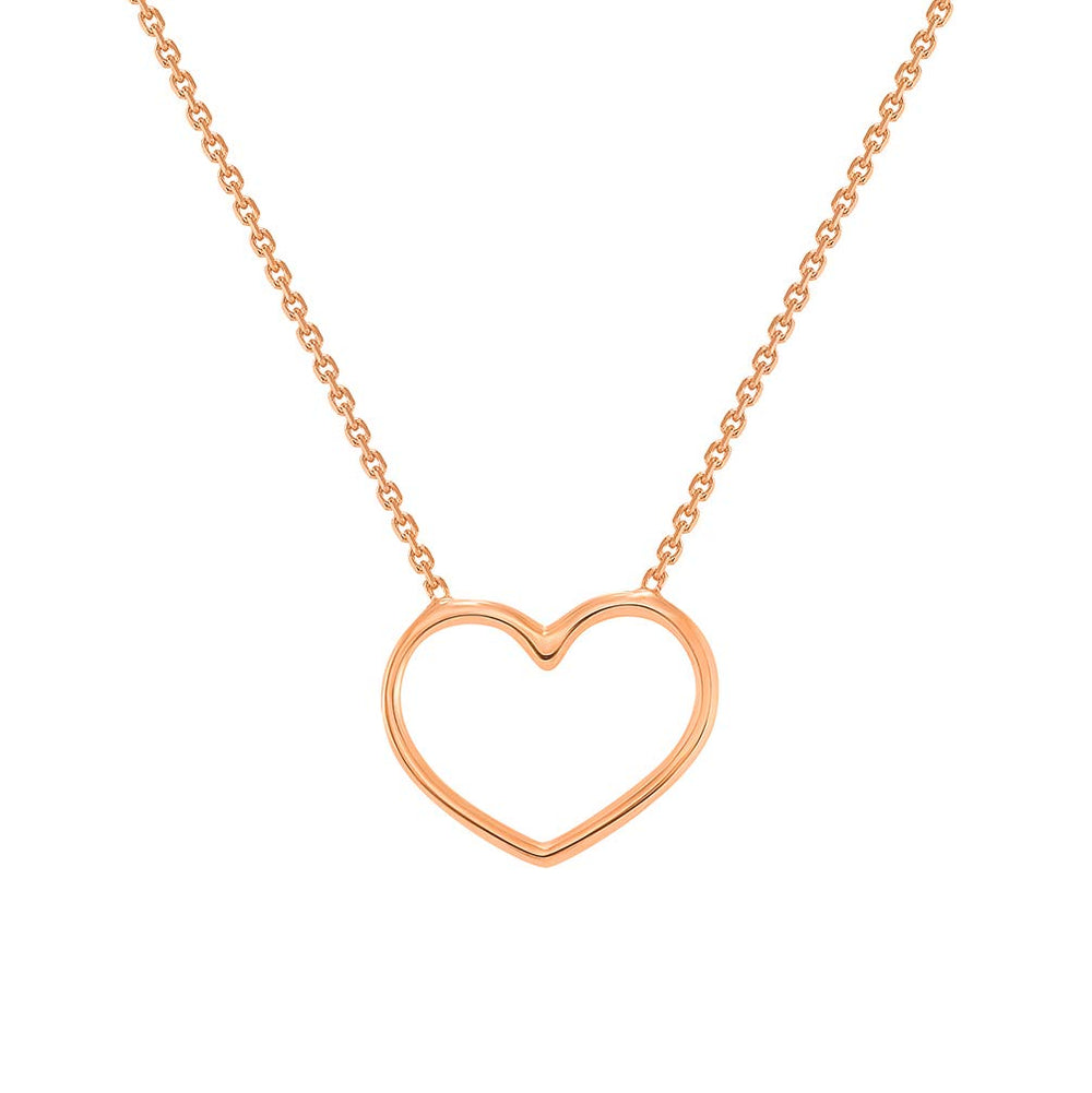 Solid 14k Rose Gold Small Open Heart Necklace