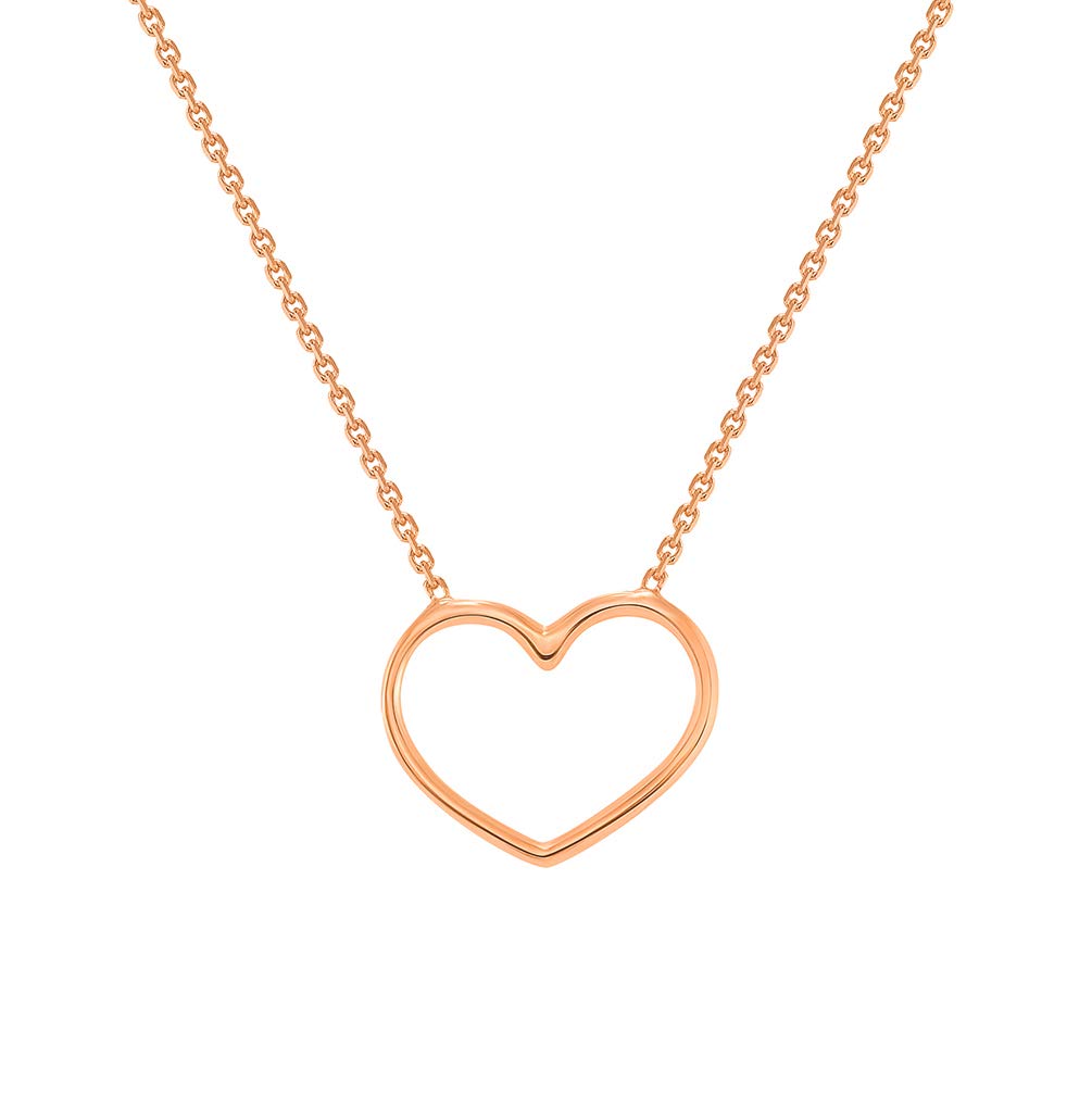Solid 14k Rose Gold Small Open Heart Necklace