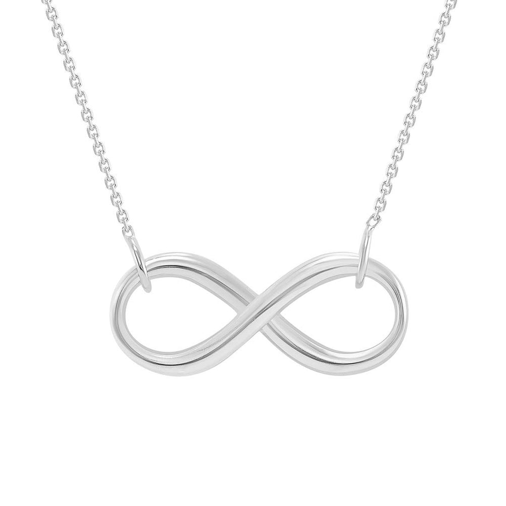 Solid 14k White Gold 2.5mm Infinity Necklace 