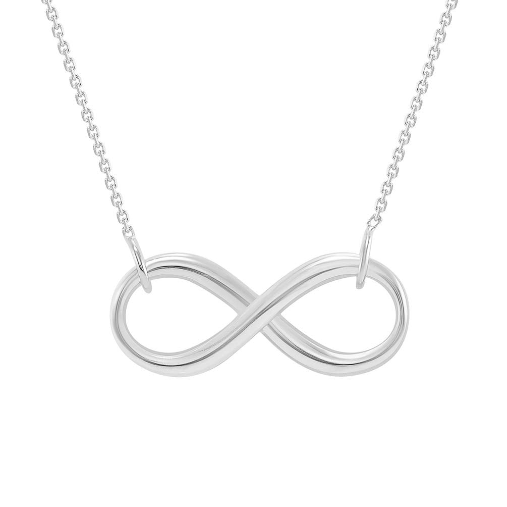 Solid 14k White Gold 2.5mm Infinity Necklace 