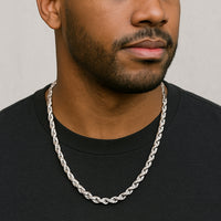 Load image into Gallery viewer, Solid 14k White Gold 6mm Rope Chain Necklace
