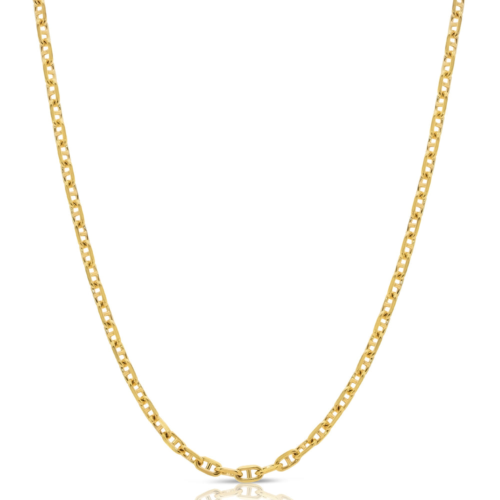Solid 14k Yellow Gold 3mm Anchor Chain Necklace
