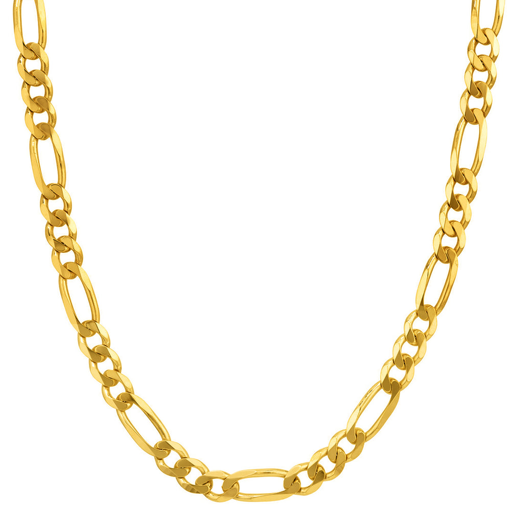 Solid 14k Yellow Gold 8mm Figaro Chain Necklace