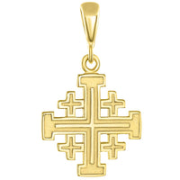 Load image into Gallery viewer, Solid 14K Yellow Gold Jerusalem Cross Pendant
