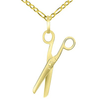 Load image into Gallery viewer, Solid 14k Yellow Gold Scissors Pendant with Figaroo Necklace
