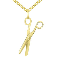 Load image into Gallery viewer, Solid 14k Yellow Gold Scissors Pendant Necklace
