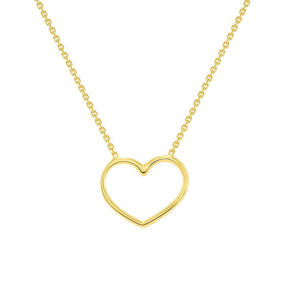 Solid 14k Yellow Gold Small Open Heart Necklace
