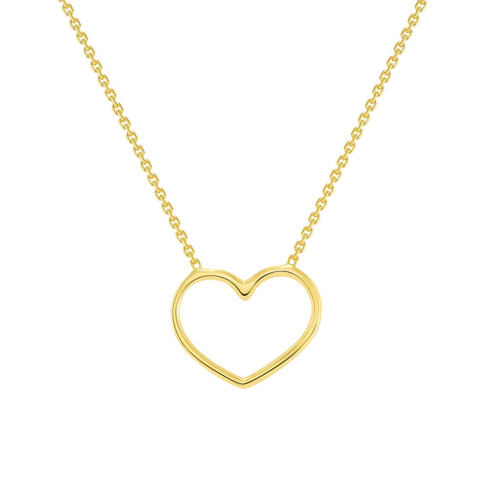 Solid 14k Yellow Gold Small Open Heart Necklace