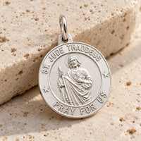 Load image into Gallery viewer, Sterling Silver Pray For Us Medallion Pendant
