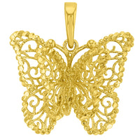 Load image into Gallery viewer, Textured Filigree Butterfly with Four Wings Pendant Necklace
