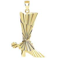 Load image into Gallery viewer, Textured 14k Gold Cowboy Riding Boot Pendant
