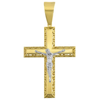 Load image into Gallery viewer, Two Tone 14k Gold Religious Crucifix Cross Pendant
