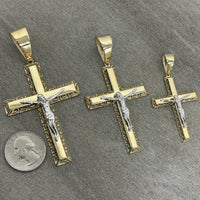 Load image into Gallery viewer, Two Tone 14k Gold Religious Crucifix Cross Pendant
