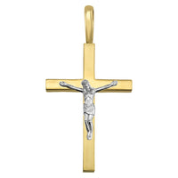 Load image into Gallery viewer, Two Tone 14k Gold Traditional Crucifix Pendant
