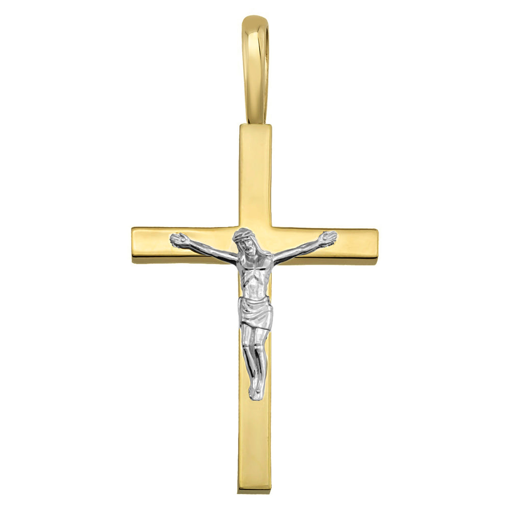 Two Tone 14k Gold Traditional Crucifix Pendant