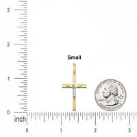 Load image into Gallery viewer, Two Tone 14k Gold Traditional Crucifix Pendant
