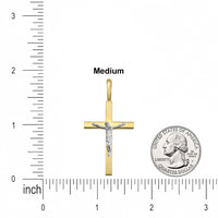 Load image into Gallery viewer, Two Tone 14k Gold Traditional Crucifix Pendant
