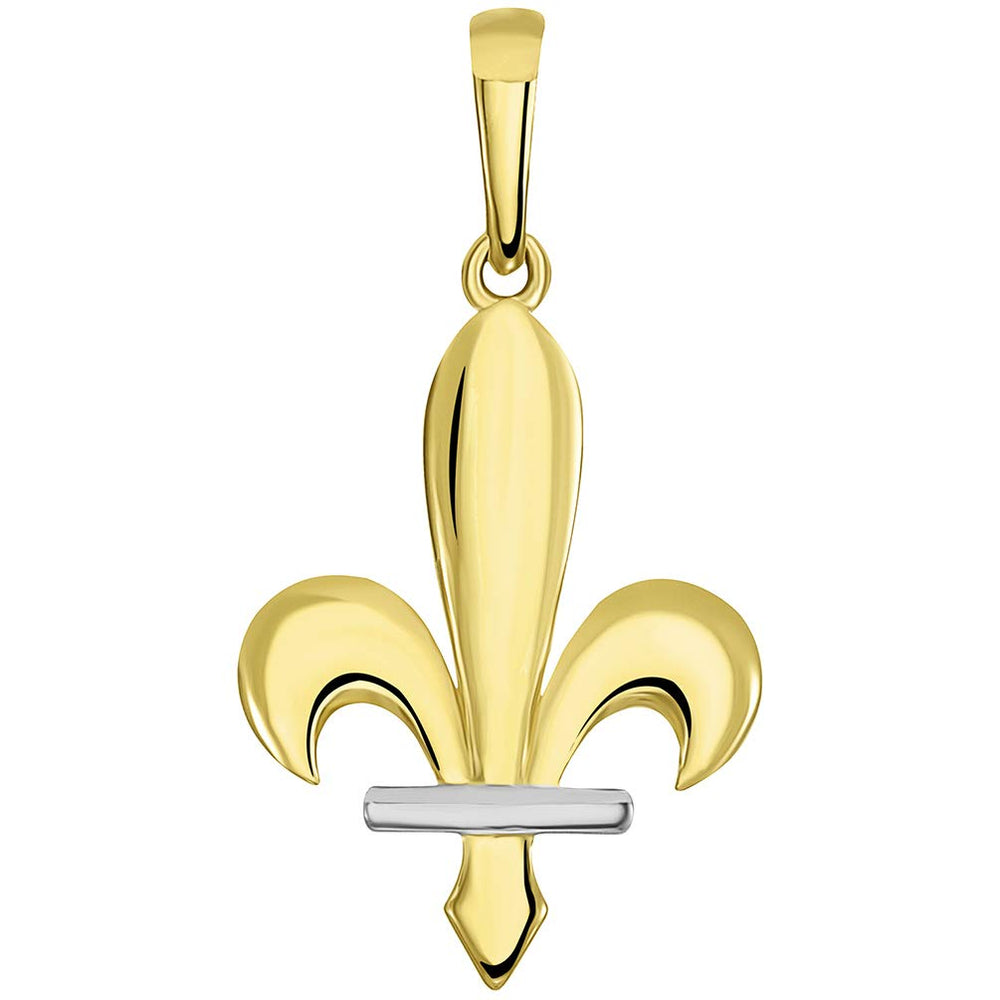 Two-Tone 14k Gold Fleur de Lis Bosnian Pendant