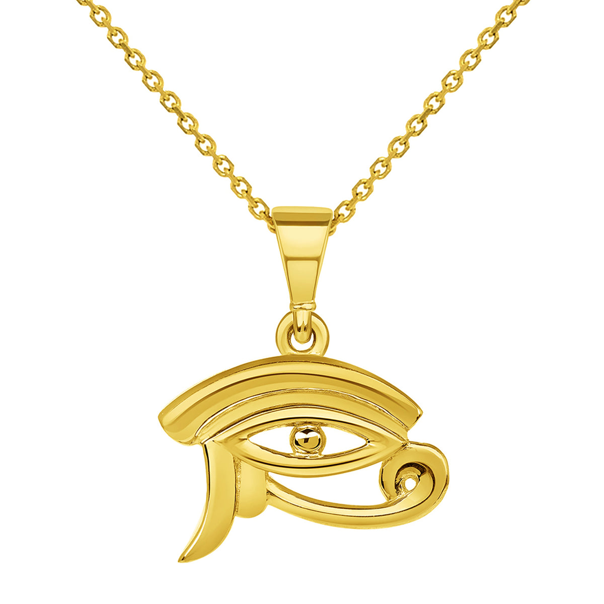 14k Yellow Gold Mini Left Eye of Horus Pendant Necklace