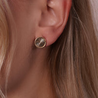 Load image into Gallery viewer, 14k Yellow Gold Diamond-Cut Round Sunburst Stud Earrings with Push Back
