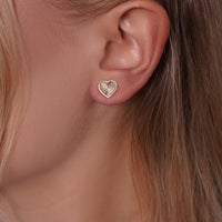 Load image into Gallery viewer, 14k Yellow Gold Diamond-Cut Heart Shaped Sunburst Stud Earrings with Push Back
