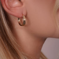 Load image into Gallery viewer, 14k Yellow Gold Double Row Serpentine Hoop Earrings with Latch Back

