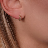 Load image into Gallery viewer, Solid 14k Gold Mini Anchor Chain Huggie Mariner Link Hoop Earrings

