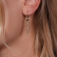 Load image into Gallery viewer, 14K Tri-Color Gold Moon-Cut Bead Tassel Drop Dangling Earrings with Leverback
