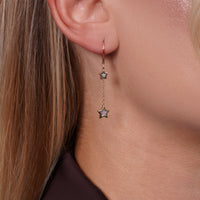 Load image into Gallery viewer, 14K Yellow Gold Dangling Mother of Pearl Star Drop Earrings with Leverback
