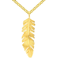 Load image into Gallery viewer, Polished Feather Pendant Cuban Necklace
