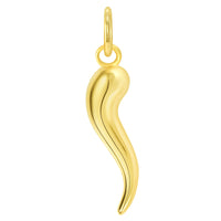 Load image into Gallery viewer, 14k Yellow Gold Textured Dainty Mini Cornicello Horn Charm Pendant with Cuban Curb Chain Necklace
