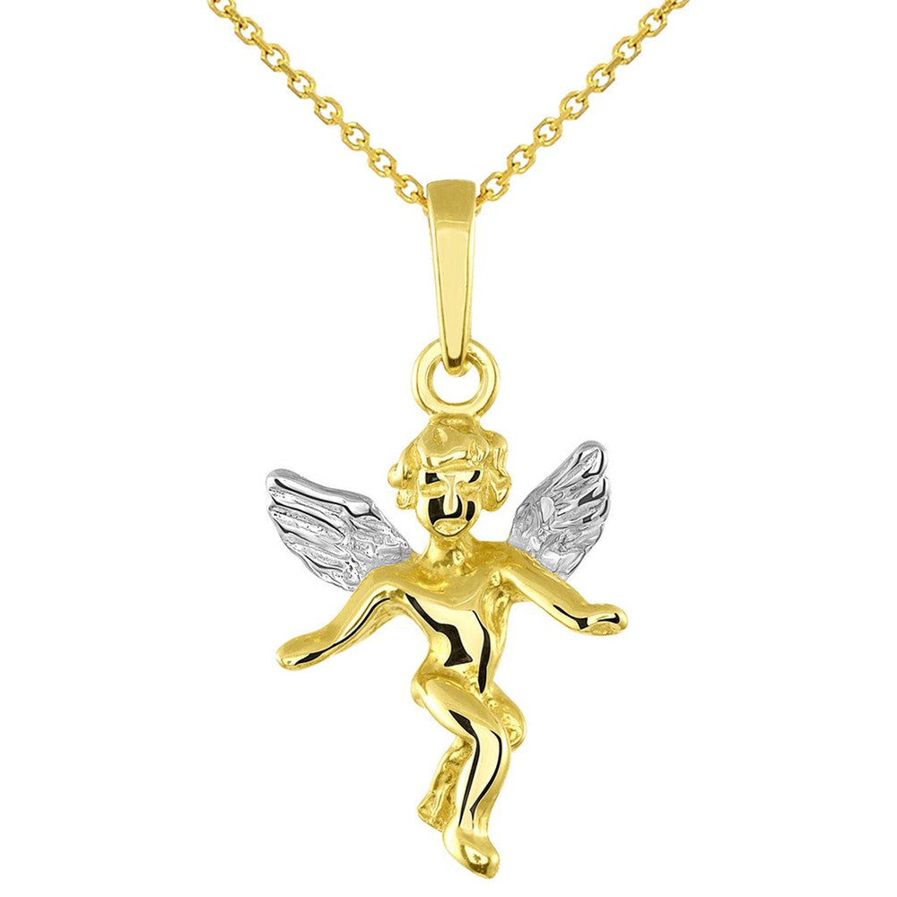 Solid 14k Gold angel open arms Pendant Necklace