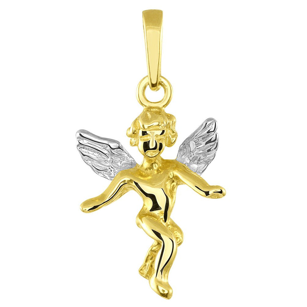 Solid 14k Gold 3D Angel Open Arms Charm Pendant