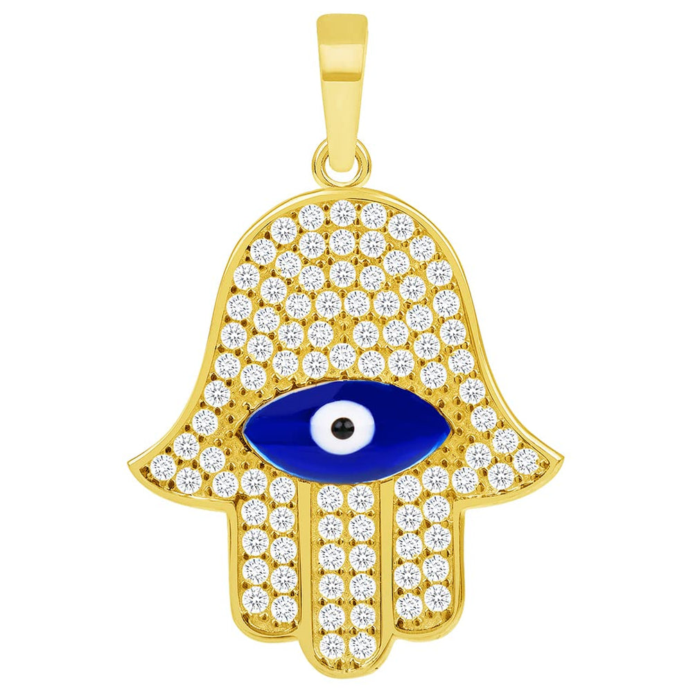 14k Gold Cubic-Zirconia Blue Evil Eye Pendant | Jewelry America