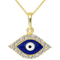 Load image into Gallery viewer, 14k Gold Nazar Evil Eye Charm Pendant Necklace
