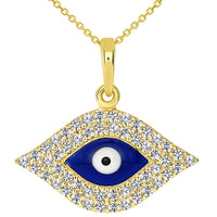 Load image into Gallery viewer, 14k Gold Evil Eye Protection Charm Pendant Rolo Necklace
