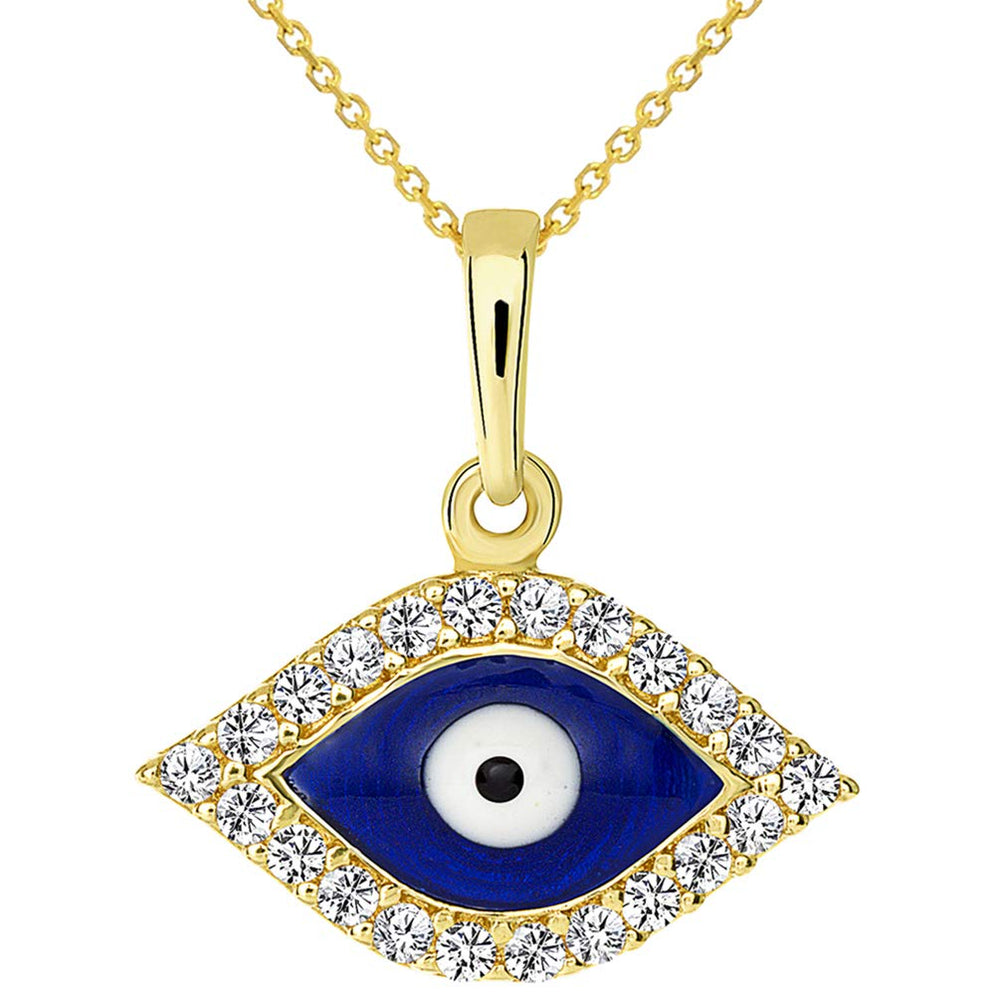 14k Gold Nazar Evil Eye Charm Pendant Necklace