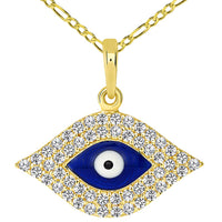 Load image into Gallery viewer, 14k Gold Evil Eye Protection Charm Pendant Figaro Necklace
