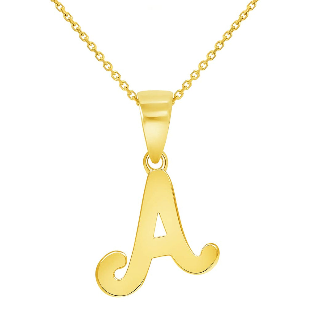14k Gold Initial Script A Letter Charm Pendant | Jewelry America