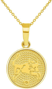 Load image into Gallery viewer, 14k Gold Round Zodiac Sign Charm Pendant | Jewelry America
