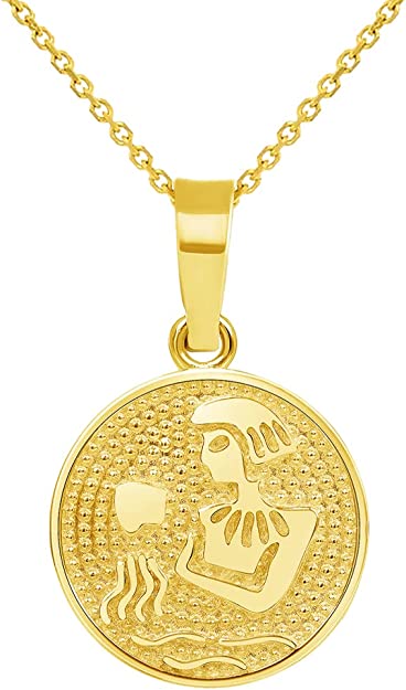 14k Gold Round Zodiac Sign Charm Pendant | Jewelry America