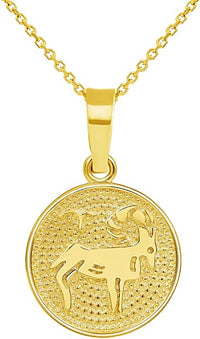Load image into Gallery viewer, 14k Gold Round Zodiac Sign Charm Pendant | Jewelry America
