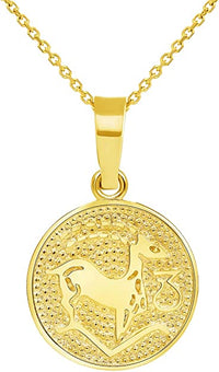 Load image into Gallery viewer, 14k Gold Round Zodiac Sign Charm Pendant | Jewelry America
