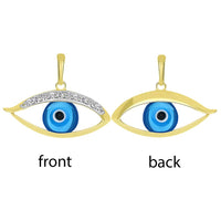 Load image into Gallery viewer, 14k Yellow Gold Elegant Cz Stones Double SIde Blue Evil Eye Pendant
