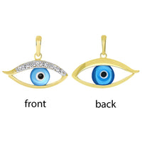 Load image into Gallery viewer, 14k Solid Gold Double Side Evil Eye pendant
