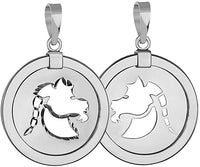 Load image into Gallery viewer, 14k White Gold Round Libra Zodiac Sign Scale Medallion Pendant - Capricorn
